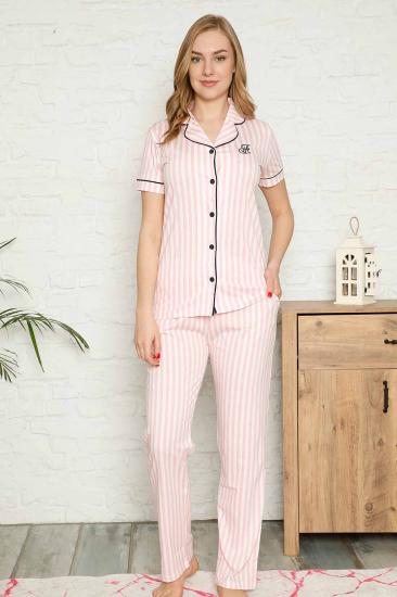 Pembe Çizgili Gömlek Pijama Takımı 2568KY
