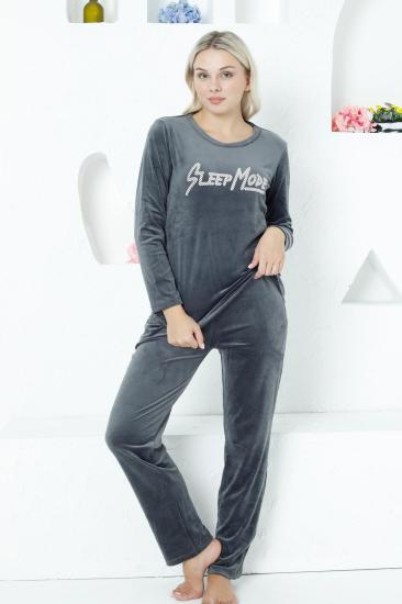 Füme Süper Soft Kadife Kadın Pijama Takımı 2752UK