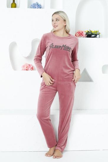 Pudra Süper Soft Kadife Kadın Pijama Takımı 2752UK