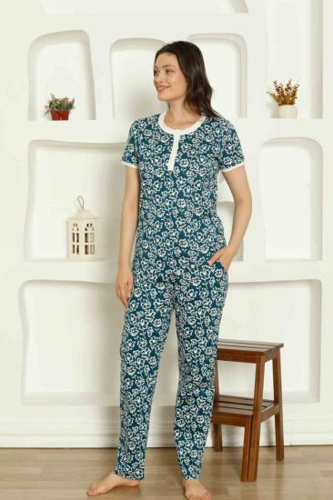 İndigo Çiçek Desenli Penye Bayan Pijama Takımı 2794KY