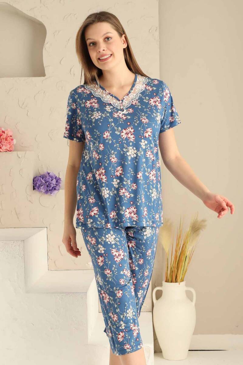 Bahar%20Dalı%20İndigo%20Bermuda%20Bayan%20Pijama%20Takımı%202708B