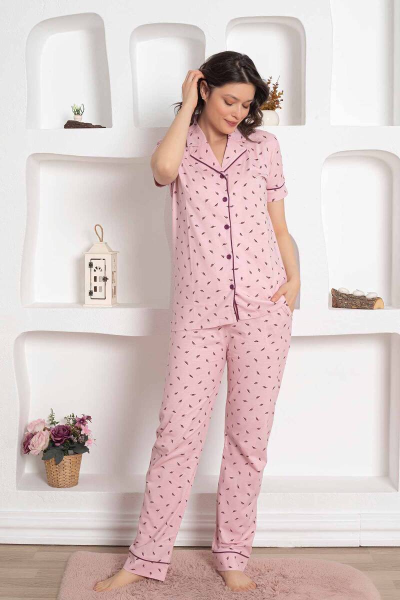 Pembe%20Kısa%20Kollu%20Gömlek%20Pijama%20Takımı%202777KY