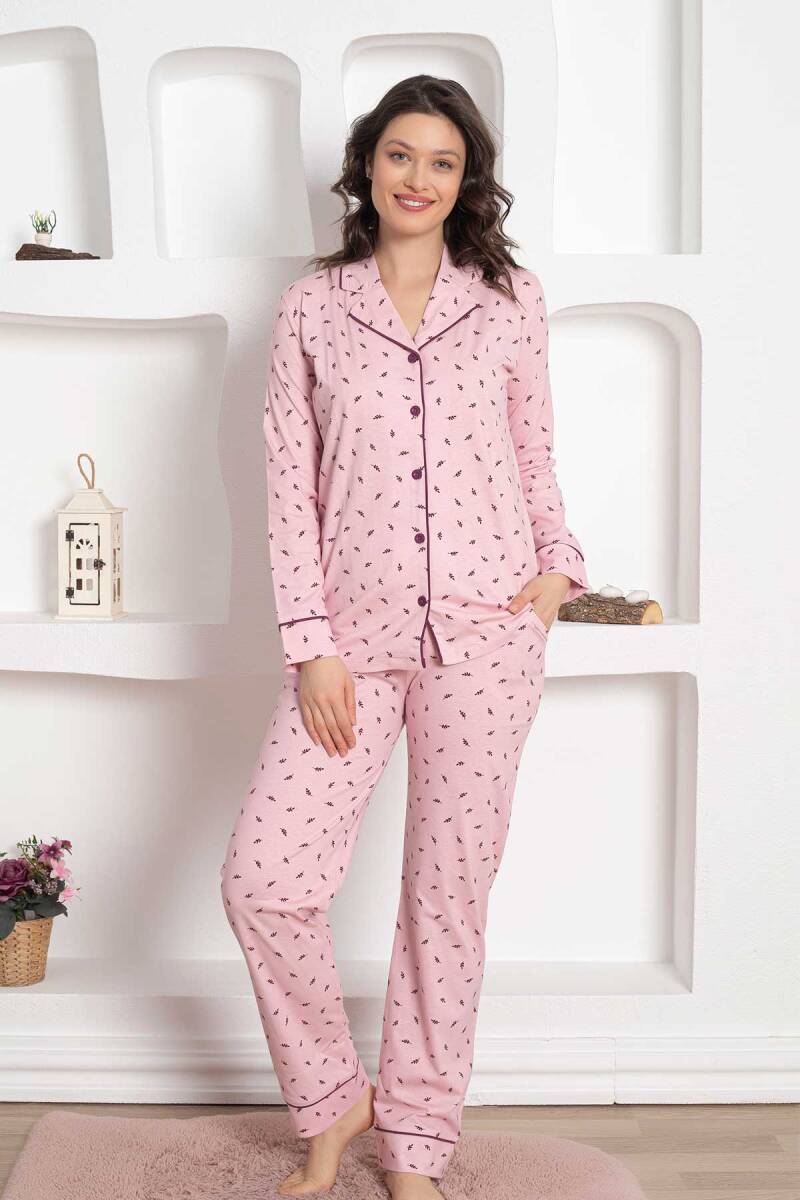 Pembe%20Uzun%20Kollu%20Gömlek%20Pijama%20Takımı%202777UY