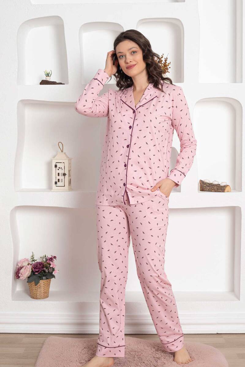 Pembe%20Uzun%20Kollu%20Gömlek%20Pijama%20Takımı%202777UY