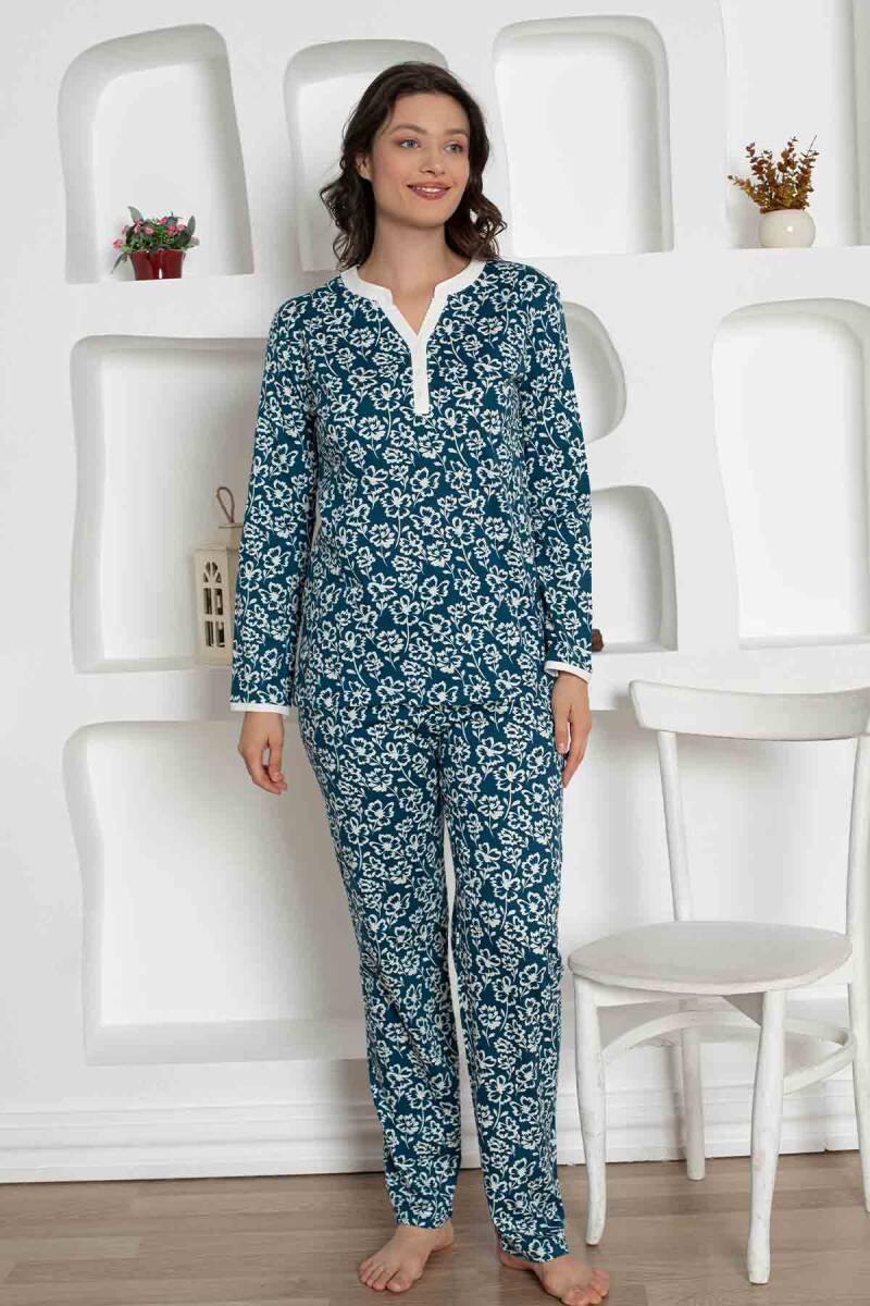 İndigo%20Çiçek%20Desenli%20Penye%20Bayan%20Pijama%20Takımı%202795UY