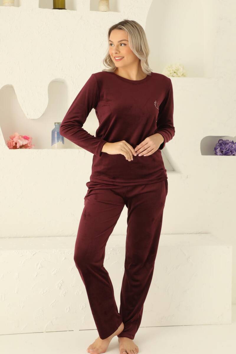 Bordo%20Süper%20Soft%20Kadife%20Kadın%20Pijama%20Takımı%202598UK