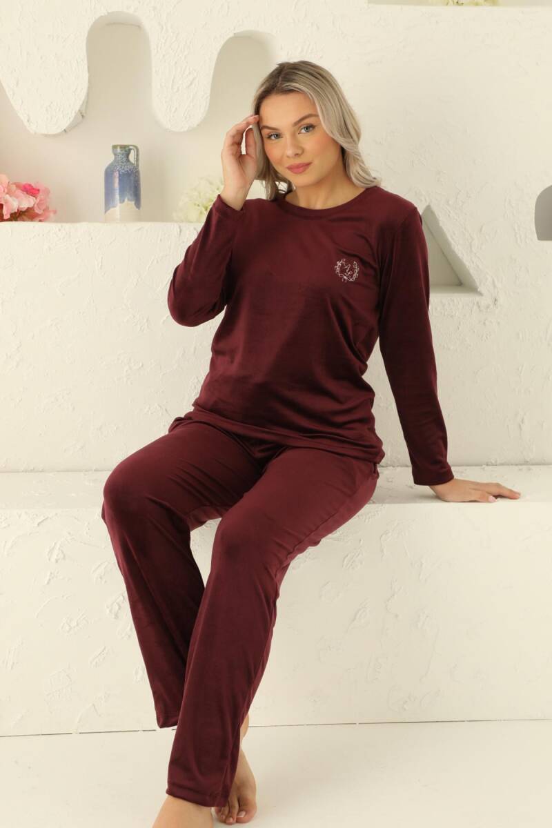 Bordo%20Süper%20Soft%20Kadife%20Kadın%20Pijama%20Takımı%202598UK