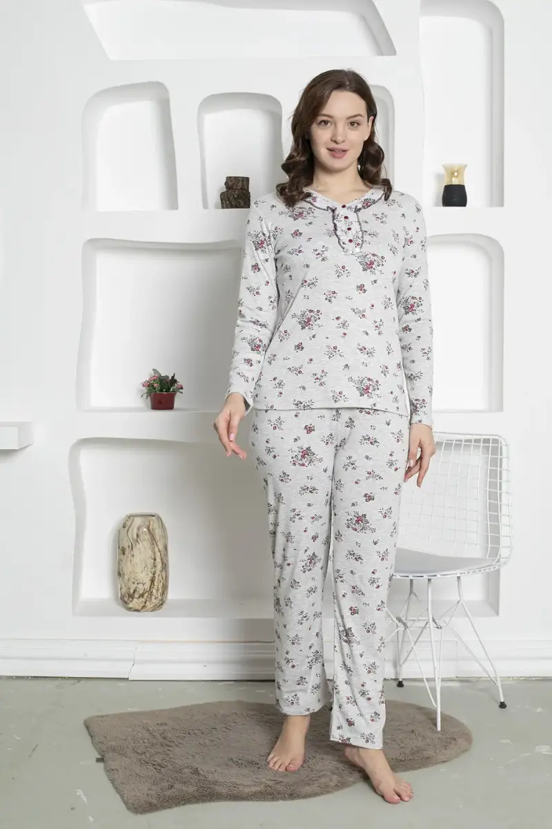 Çiçek%20Desenli%20Kadın%20Pijama%20Takımı%20-Uzun%20Kollu%20Penye%202820UK